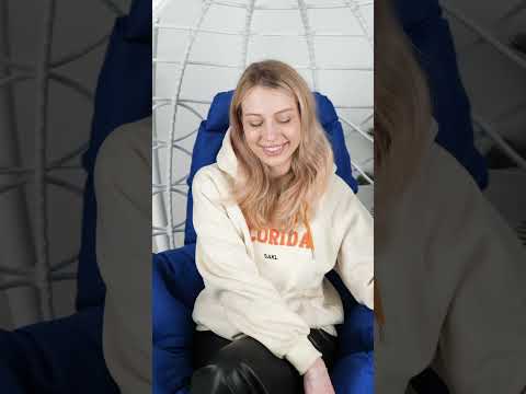Подвесное кресло Капля Лори (белое/Синяя подушка) в Екатеринбурге - видео 1
