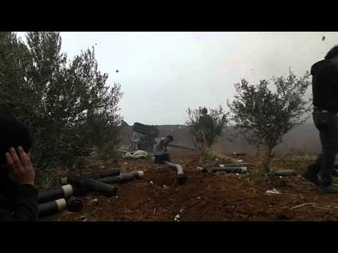 استهداف مقرات النظام في تل عشترة في ريف درعا براجمة الصواريخ من قبل لواء أحفاد ابن الوليد