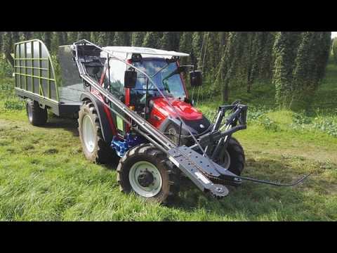 HEIDESTER Abreißgerät & Rollband-Hopfenrebenladewagen im Einsatz Hopfenladewagen Hop Harvest Hopfen