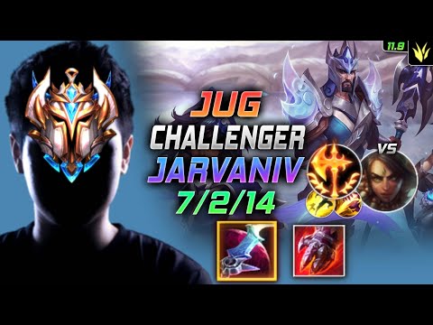 Challenger Jarvan IV Jungle vs Nidalee - 천상계 정글 자르반 템트리 룬 월식 정복자 - LOL KR 11.9