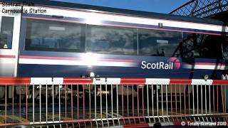 preview picture of video 'Scotrail train leaving station at Carnoustie, Angus'