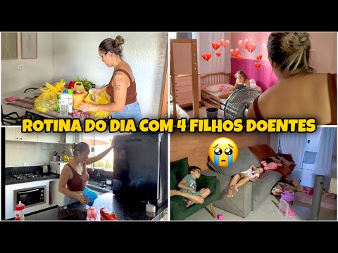 ROTINA da TARDE com 4 FILHOS doentes 🤒 mercado  limpeza  | MIGUEL encontrou um passarinho 🪺