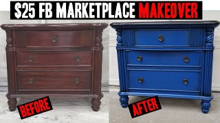 $25 Facebook Marketplace Painted Furniture Makeover with Glazing and Staining