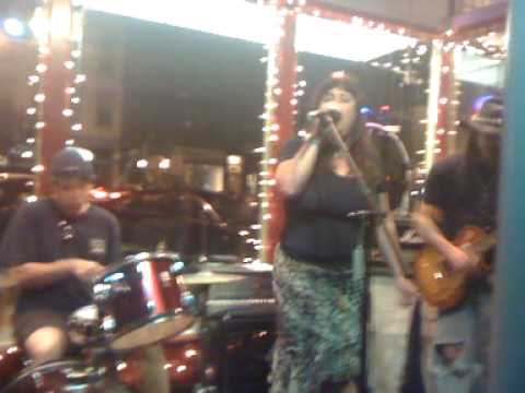 Moonberry sings the blues with unknown band in Northampton, MA - Summer-2009