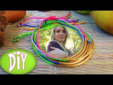 Bracelets: DIY Tube Bracelet! Bracelet Making Tutorial Out of String & Tube charm