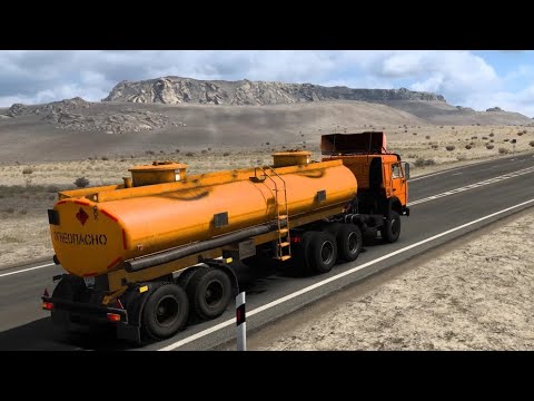 Peril in the Steppe - KAMAZ Truck Hauling Old Tanker Trailer | Euro Truck Simulator 2