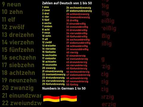 German numbers 1 to 50 - Deutsche Zahlen von 1 bis 50