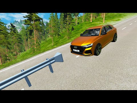Cars vs Guardrail – BeamNG.Drive