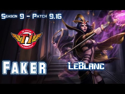 SKT T1 Faker LEBLANC vs AATROX Mid - Patch 9.16 KR Ranked