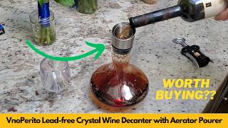 VnoPerito Lead-free Crystal Wine Decanter with Aerator Pourer and Stainless Steel Lid Unbox & Review