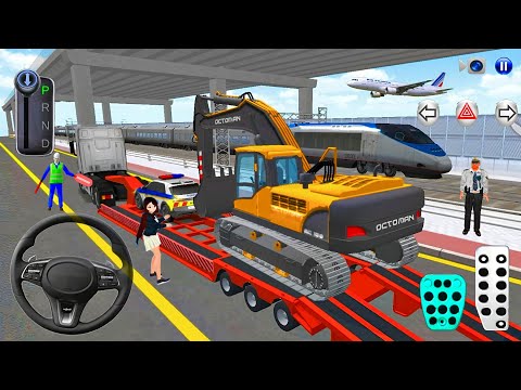 Heavy Excavator Transport by Trailer Truck to Construction Area 🚧 3D Driving Class 2025 Gameplay🎮