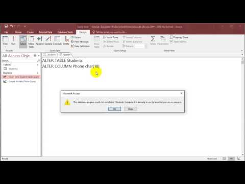SQL with Microsoft Access 2016 lesson 3 - Alter Table