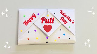DIY Pull Tab Origami Envelope Card for Valentine’s Day |surprise message card for Valentine’s Day
