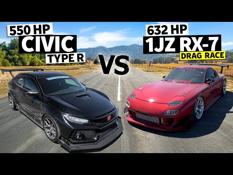 HONDA vs DORITOS! 550hp FBO Civic Type R drag races 632hp FD RX-7