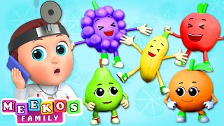 Five Cute Fruits Jumping On The Bed - Doctor Meeko 🍊 More Baby Songs | Meeko's Family