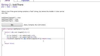 Download the video "CodingBat   - String 2 -  bobThere Explained"