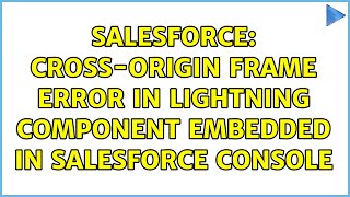 Salesforce: Cross-Origin Frame Error in Lightning Component embedded in Salesforce Console
