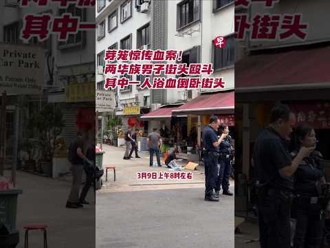 芽笼惊传血案！两华族男子街头殴斗 其中一人浴血倒卧街头 #zaobaosg #sgnews #shorts