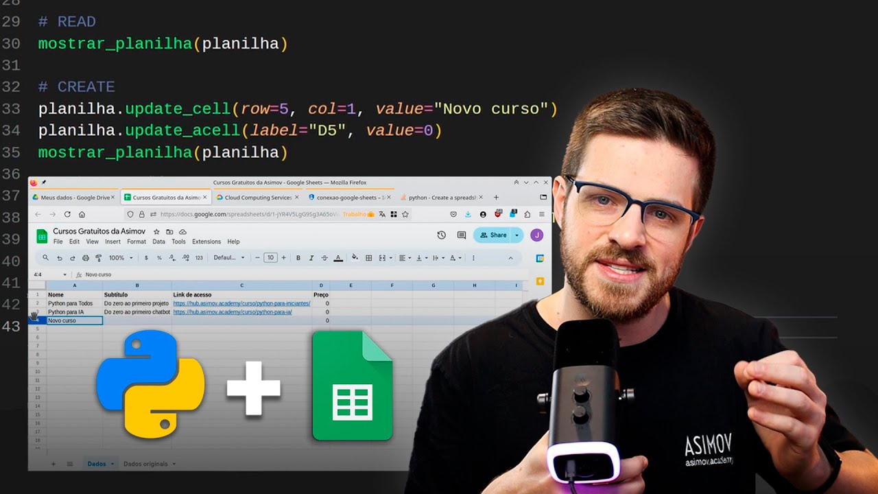 Como integrar a API do Google Sheets com Python - básico ao avançado