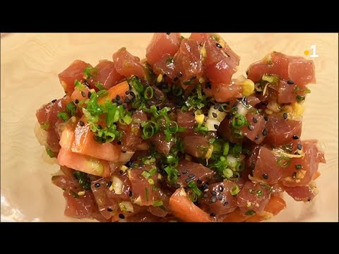 Salade de poisson cru, oignon vert et gingembre