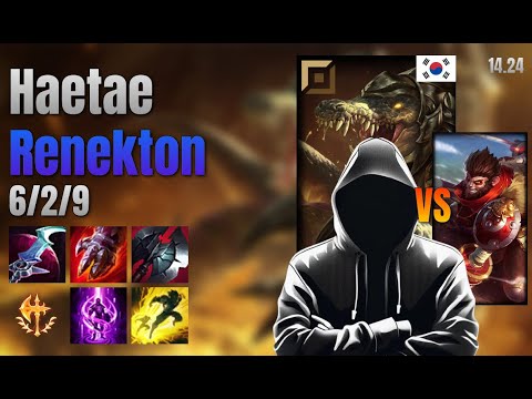 Haetae Top Renekton vs Wukong lol KR solo rank Full Game 14.24 | 해태 레넥톤 vs 오공