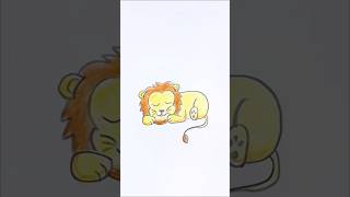 Simple and Cute Sleeping Lion Drawing !!! #kidsvideo #easydrawing #lion #lionking