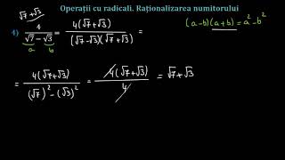 Operații cu radicali. Raționalizarea numitorului