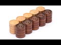 Wooden Italian Style Checker Pieces With Stackable Ridges And Drawstring Pouch 40 Pieces