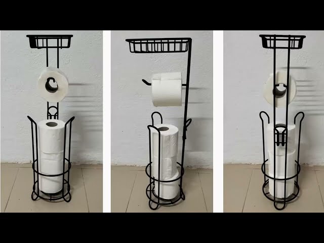 Vídeo relacionado con Portarrollos de Papel Higiénico de Pie con Escobillero, Soporte para Papel Higiénico con Escobilla de Acero inoxidable, sin Necesidad de Taladrar, Soporte para Papel Higiénico y Escobilla (Negro Mate)
