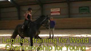 preview picture of video 'Legolas training for World Championship for Young Dressage Horses, Verden, Germany 2009'