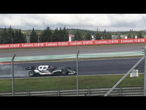 Honda 2021 F1 engine brutal downshift sound (pops and bangs)