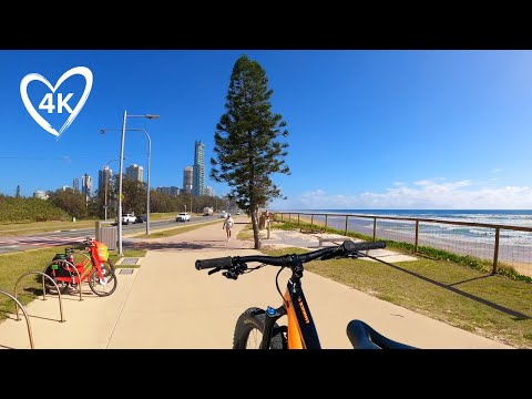 4K Bike Ride - Burleigh Heads to Main Beach - Gold Coast Australia - eMTB - Treadmill Background
