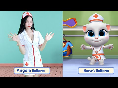 Imitate Angela as a Beautiful Nurse - My Talking Tom Friends In The Real Life