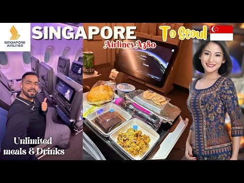 Luxurious SINGAPORE AIRLINES A380 ECONOMY CLASS Journey to South Korea 🇰🇷 | Unlimited Dining