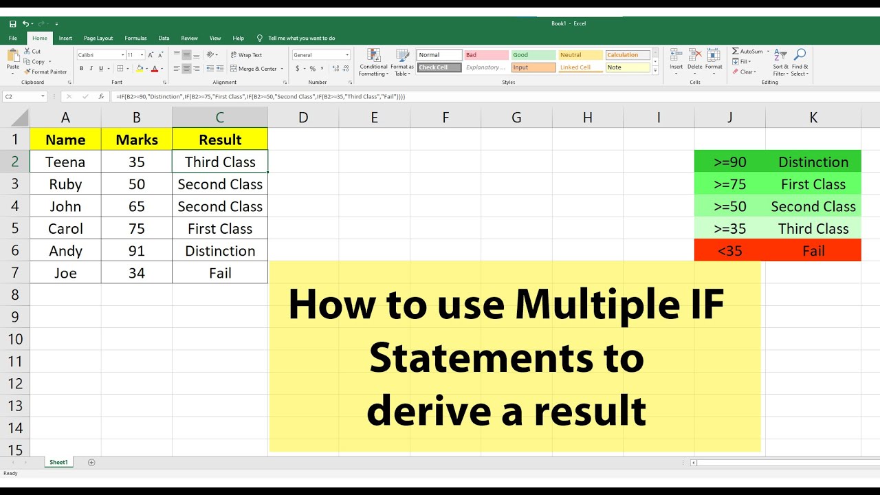 How to use Nested IF Statement in Excel ( Multiple IF statement)
