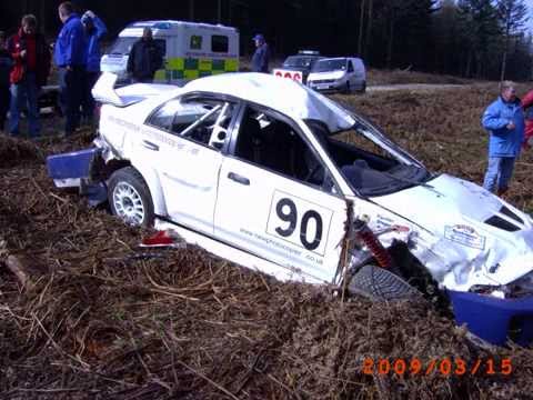 High Speed Rally CRASH! Serious roll, big damage Mitsubishi Evo Rally Car.