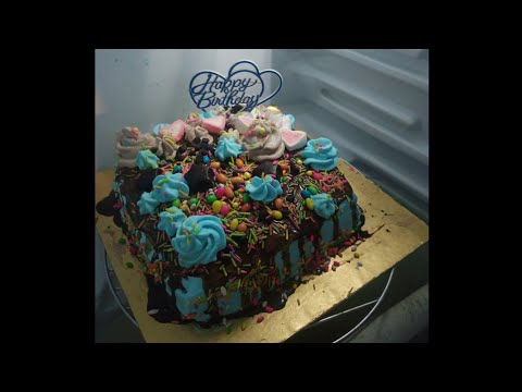 chocolate sponge cake with blue icing // Dixita Das // Rainbow Bliss 🌈