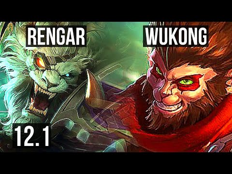 RENGAR vs WUKONG (TOP) | Rank 1 Rengar, 6 solo kills, Dominating, Rank 20 | BR Master | 12.1