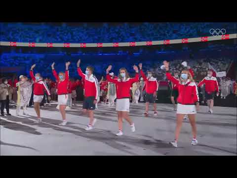 Norway in the 2020 Parade of Nations at the Tokyo Olympic Stadium