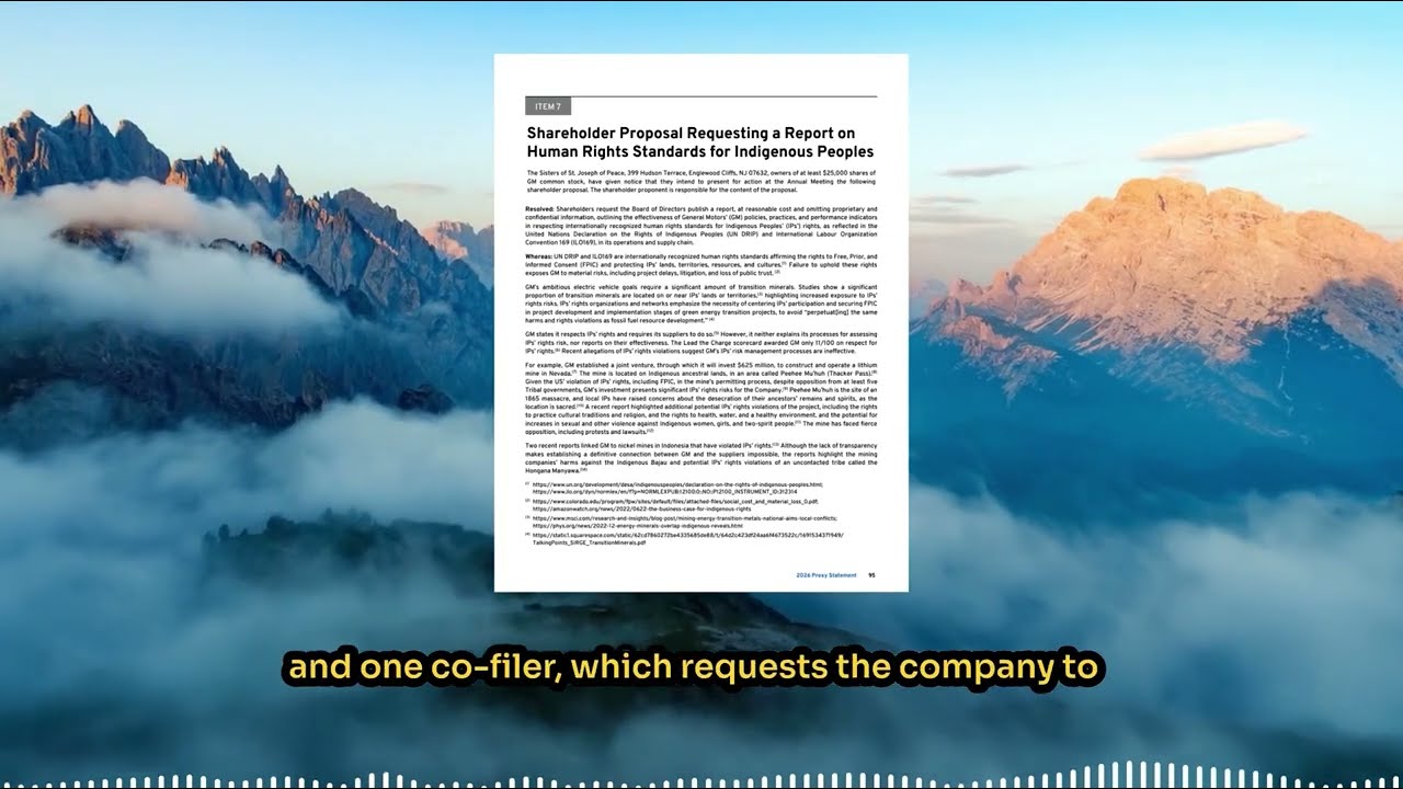GM Investors: Support Indigenous Rights Transparency — Vote YES on Proposal 7