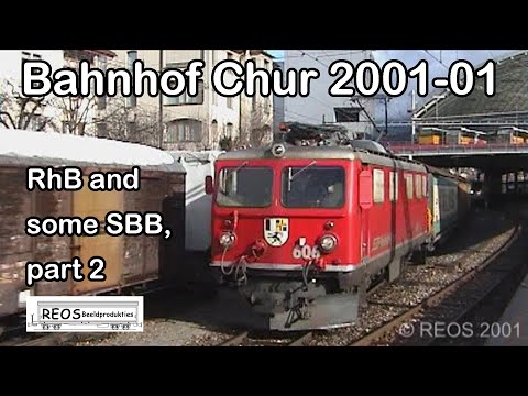 2001-01 [SDw] Bahnhof Chur in WInter part 2 of 4  - Classic RhB and SBB in action - day and night!