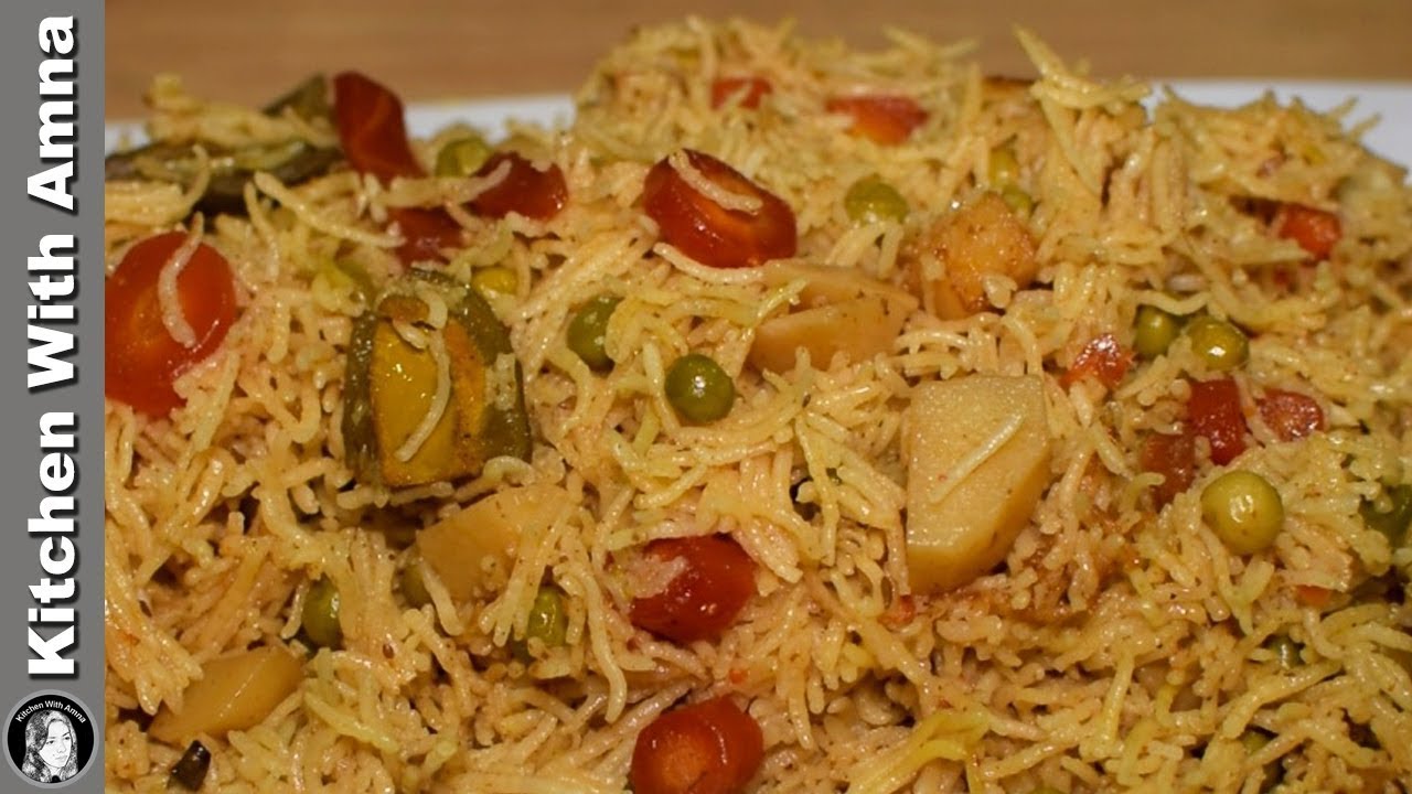 Achari Vegetable Rice Recipe - Spicy Vegetable Pulao Recipe - Kitchen With Amna