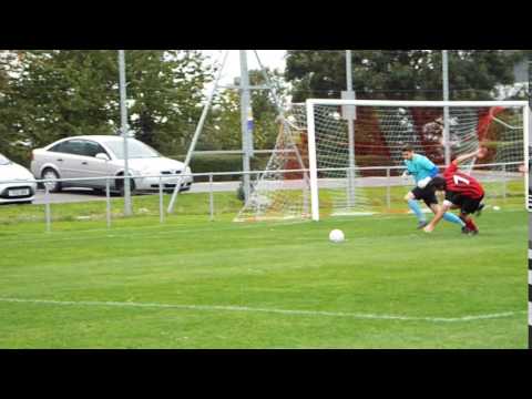 LONGLEVENS' CRAIG MARTIN CAN'T CONTROL THE BALL AS HE GETS INTO THE FLACKWELL PENALTY BOX