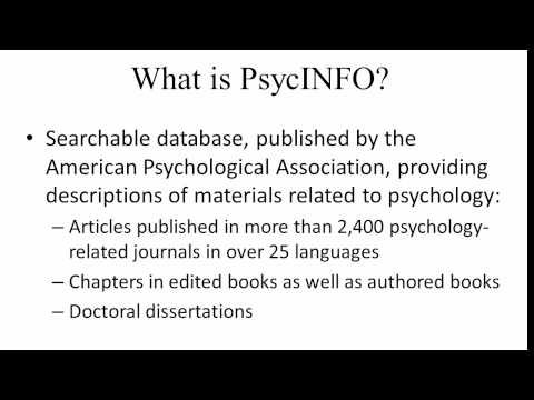 PSY 103 Using PsycINFO - 1. What is PsycINFO?