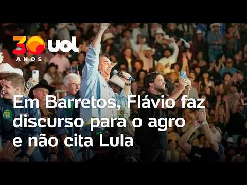 Flávio Bolsonaro em Barretos: Candidato do PL não cita Lula e enaltece agronegócio durante discurso