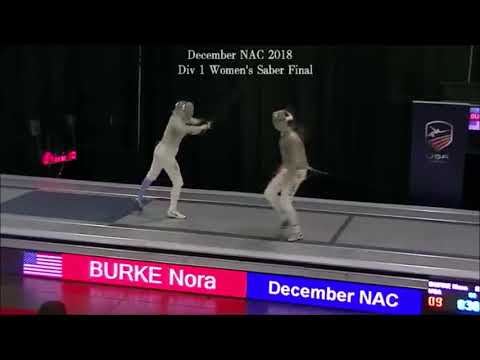 2018 Dec NAC Div I Women's Saber Gold Medal Final: Burke vs. Singleton-Comfort