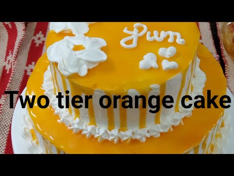 দুই তলা অরেঞ্জ কেকের রেসিপি।Two tier orange cake recipe।how to make orange cake।।অরেঞ্জ কেক
