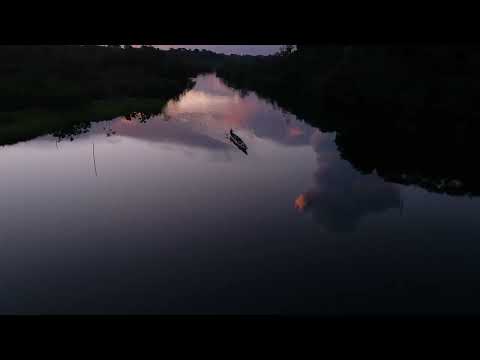 Canoe paddling activities through the lagoon. Sani Isla Amazon Rainforest Ecuador