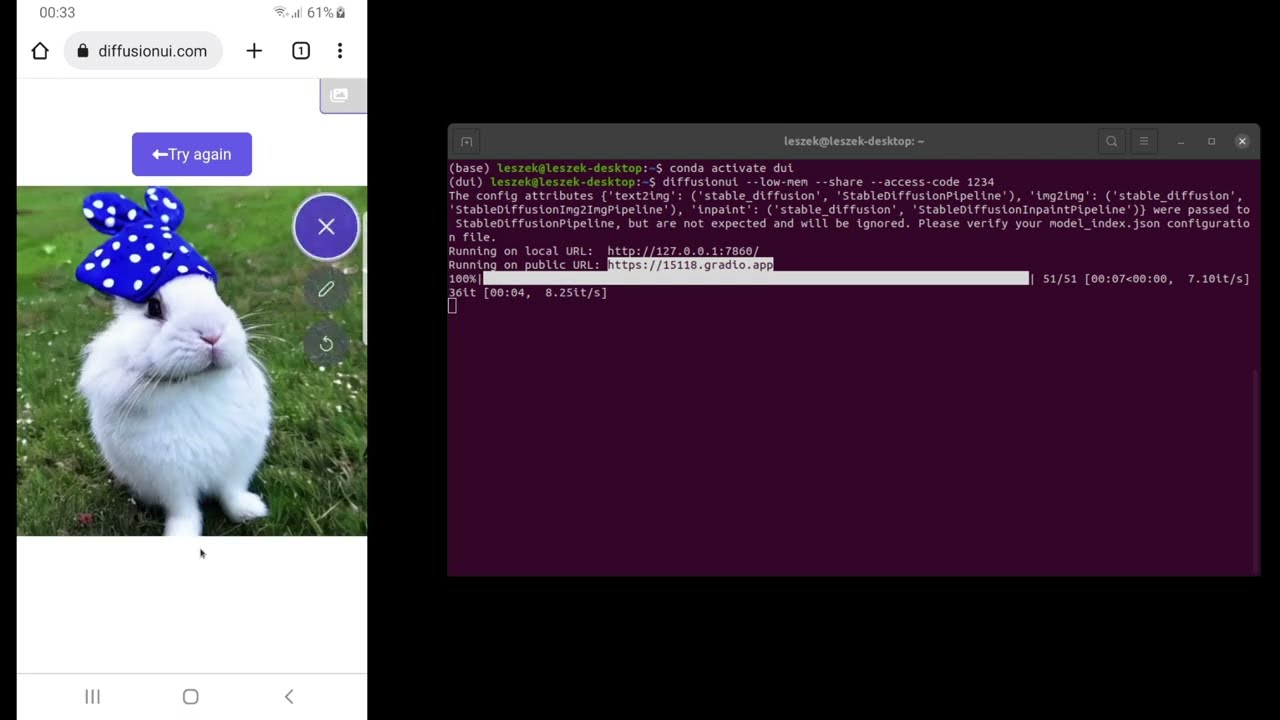 Diffusion-UI quick update: Playing with Stable Diffusion on your smartphone