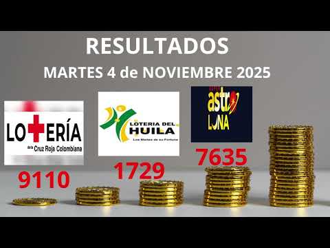 RESULTADOS HOY 📢 Lotería Cruz Roja + Huila + Astro Luna |  ¡Números ganadores! 4 de noviembre 2025